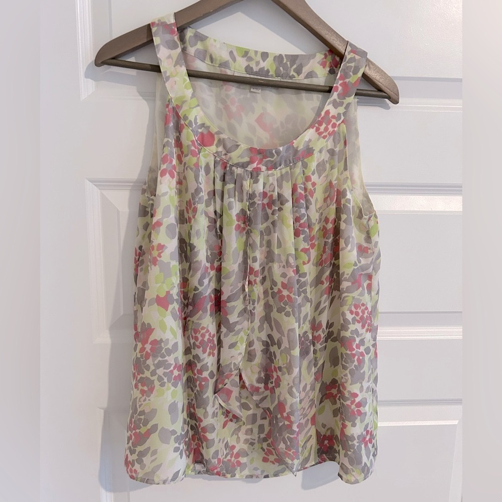 Loft Sleeveless Blouse Gray Green Size M
